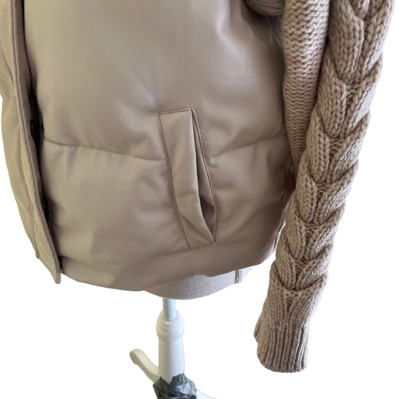 Unreal Fur Cream "Barcelona" Cable Knit Sleeve Puffer Jacket L LIKE NEW - Picture 6 of 11